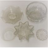 10 assorted glass dishes