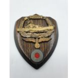 Tirpitz Cockade, eagle + ship cockade mounted on wooden plaque