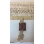 17th century hand written document with legal wax seal