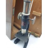Vintage ESL microscope in original wooden lockable box with key