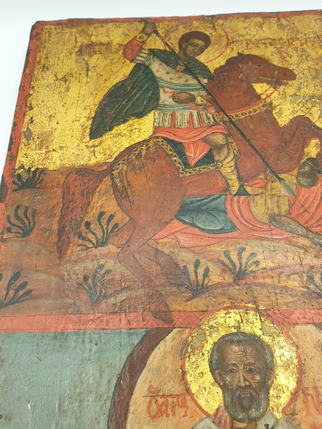 A Greek Orthodox religious icon depicting Saint Demetrios of Thessaloniki, hand painted on wood - Image 6 of 9