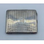 Antique English silver cigarette box, size 8 x 9.5cm and weight 107g