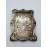 'Punch' silver pin tray by Lines Burns & Mason Birmingham circa 1895, size 10cm x 8cm and weight 30g