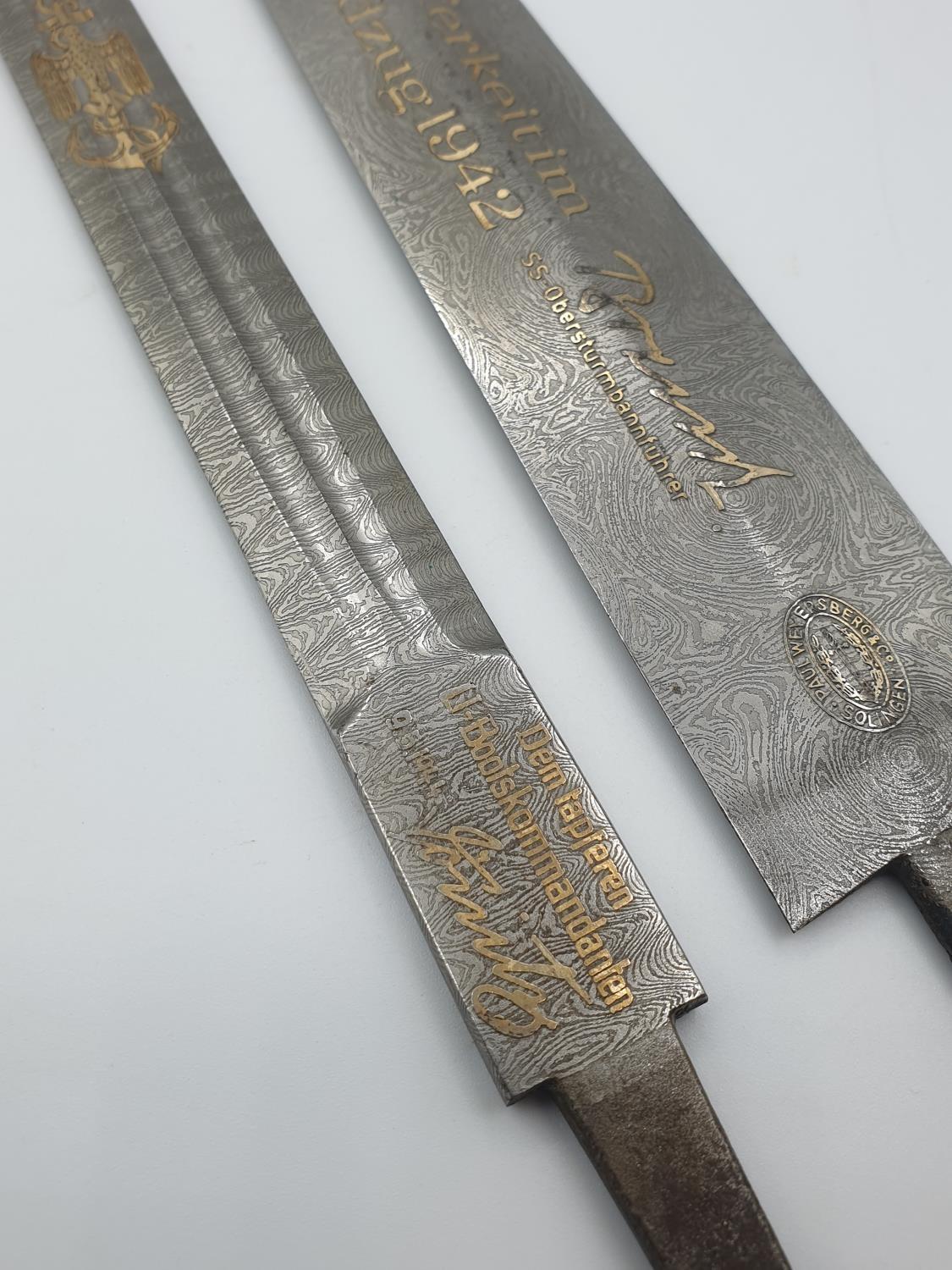 2x World War II replacement Damascus dagger blades - Image 3 of 8