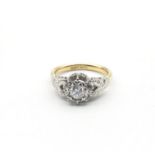 18CT YELLOW & PLATINUM DIAMOND RING, SIZE K WEIGHT 3.5G WITH 0.12CT DIAMOND IN TOTAL