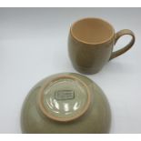 Green handcrafted Denby 6 bowls +4 cups