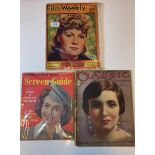 3 assorted movie magazines from 1930's and 40s various conditions