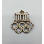 1936 white rings Berlin olympic badge white enamel