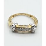 18ct yellow gold with 0.20ct diamonds half eternity ring, weight 3.6g. Size O