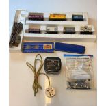 Assorted lot of Hornby track and goods carriages, hand operated points, plus model of 1944 USA