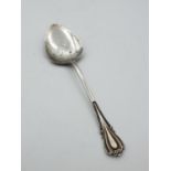 Antique sugar spoon with floral decoration to smooth sided bowl. Hallmark showing Joseph Gloster