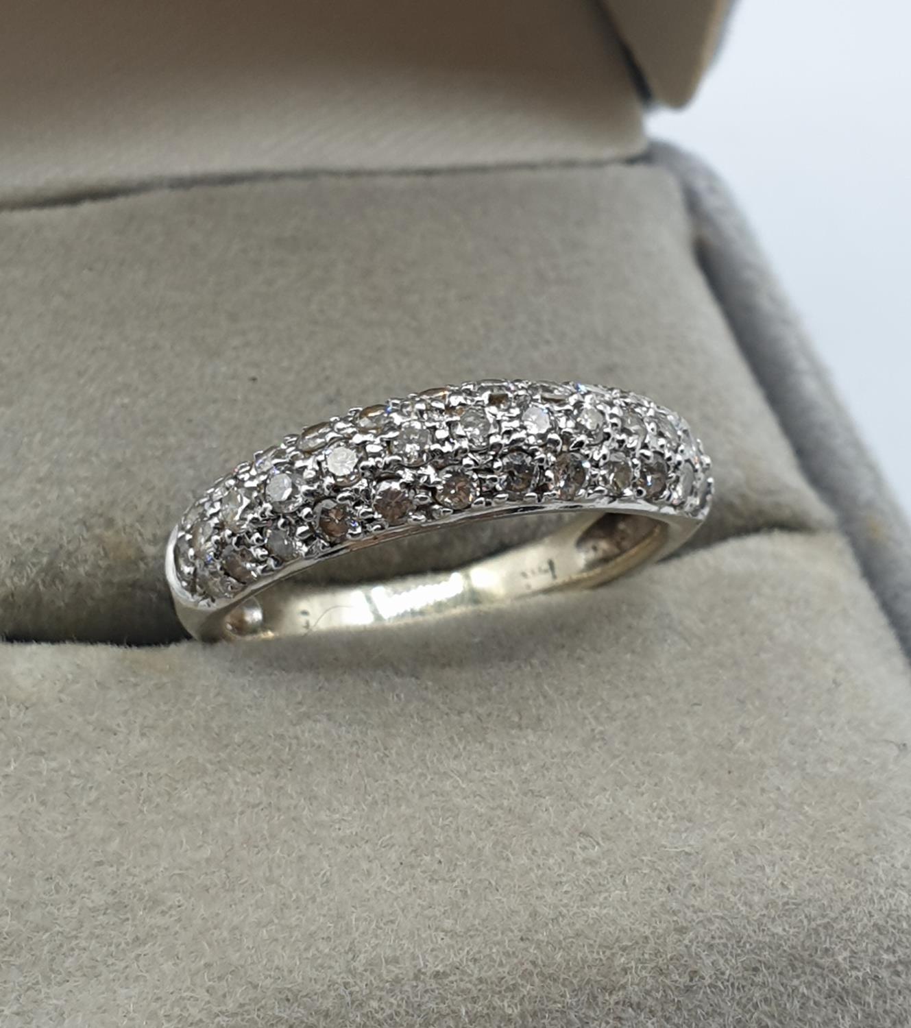 14ct white gold diamond band ring, weight 2.6g. Size L - Image 4 of 6