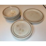 Royal Doulton sand-sprite set. 5 bowls, 6 small plates, 3 big plates