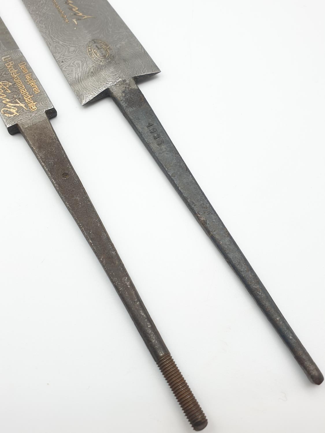 2x World War II replacement Damascus dagger blades - Image 5 of 8