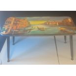 Vintage Kitsch 1950/60's retro small table with Dansette legs (View of Venice)