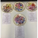 4 Royal Albert plates with flower design and certificate of provenance