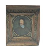 A mid 17th century miniature in ornate frame, unknown artist, 13 x 14.5cm