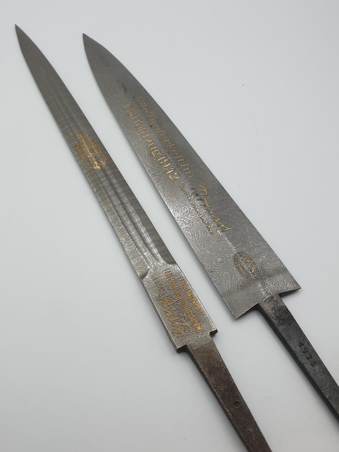 2x World War II replacement Damascus dagger blades