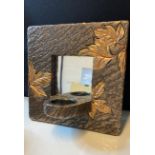 Leaf wall candle holder and mirror by Genesis, unused in original box with paper.