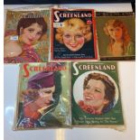 5x editions of 'Screenland' magazine from 1920's and 1930's various condition