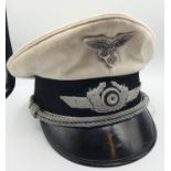 WW2 Luftwaffe summer visor hat + removable eagle. (Replica)