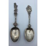 2 decorative dutch silver spoons circa 1880