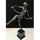 An Art Deco bronze statue by Pierre Le Faguays. 54 x 40cms on a marble base circa 1930. Weight circa