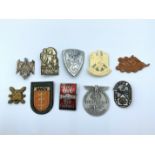 Selection of 10 German day badges some need pins repairing