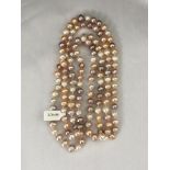 FRESH WATER MULTI COLOUR PEARL NECKLACE, OVER 48" ECN 489