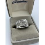 14ct white gold with 0.50ct diamonds ring, weight 9g and size U