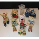 Selection of Xmas animal figurines.