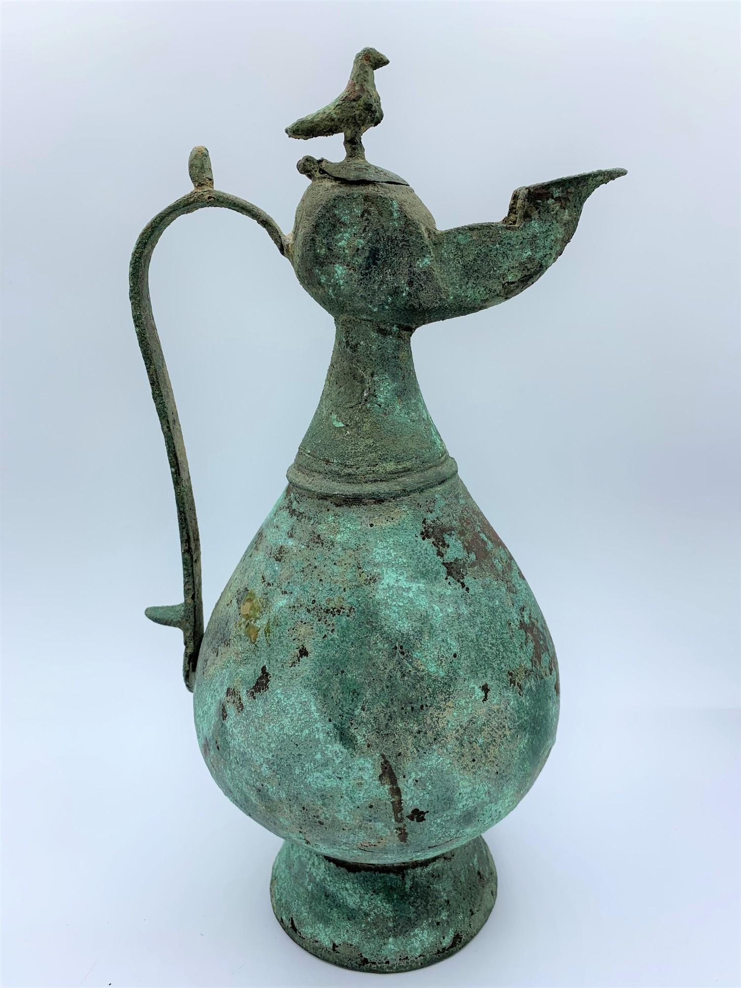 Cooper wine jug (believed to be Roman), weight 536g and H26 x W13cm approx