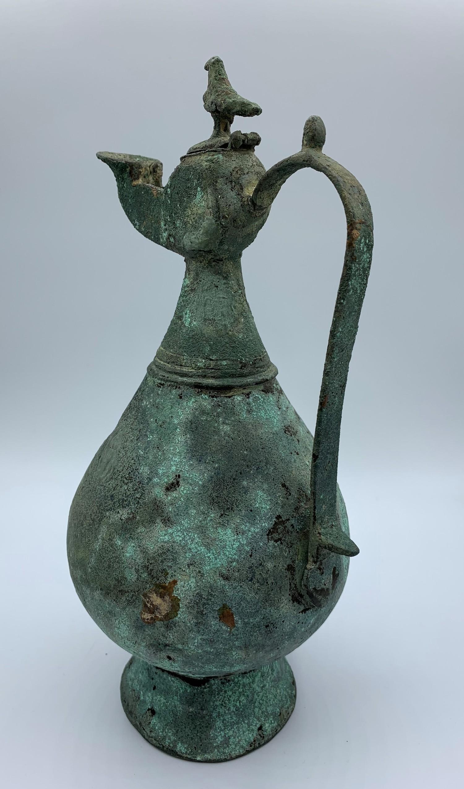 Cooper wine jug (believed to be Roman), weight 536g and H26 x W13cm approx - Image 2 of 5