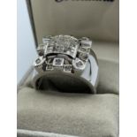 14ct white gold ring with diamonds (approx 1.25ct), weight 15.6g and size U