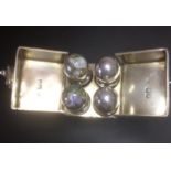 Antique silver perfume box, having a Fleur de Lys Catch which opens the double lidded top to