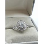 9ct white gold ring with 0.70ct diamonds J colour, weight 4.2g and size K