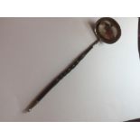 Antique IRISH silver Brandy warmer , silver ladle with Barley twist handle and silver tip, remains