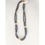 TAHITIAN PEARL NECKLACE WITH 14K YELLOW GOLD CLASP AND GOLD BEADS (FRESH WATER PEARLS), OVER 16" ECN