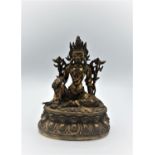 A very early gilded bronze figure of an Oriental Goddess, 17.5cm tall and weight 1341g