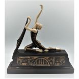 Art deco bronze statue of Isadore Duncan by Sarabezolles on marble base