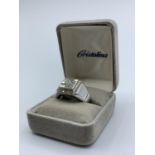 14ct white gold with encrusted diamonds (approx 0.78ct), weight 10.02g and size W