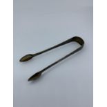 Georgian silver tongs, weighing 38grams, length