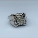 18ct white gold with diamonds (approx 0.94ct) ring, weight 12.9g and size U