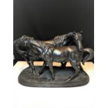 Large Bronze statue of 2 horses playing circa 1920. At the weight of 26.6kg