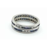 14ct white gold diamond and sapphire eternity ring, weight 4.6g and size N