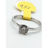 Platinum ring with single solitaire champagne diamond (0.30ct) , weight 2.4g and size J