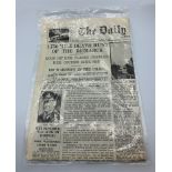 Limited edition reprint of 'The daily telegraph' on the sinking of the Bismarck, May 28th 1941