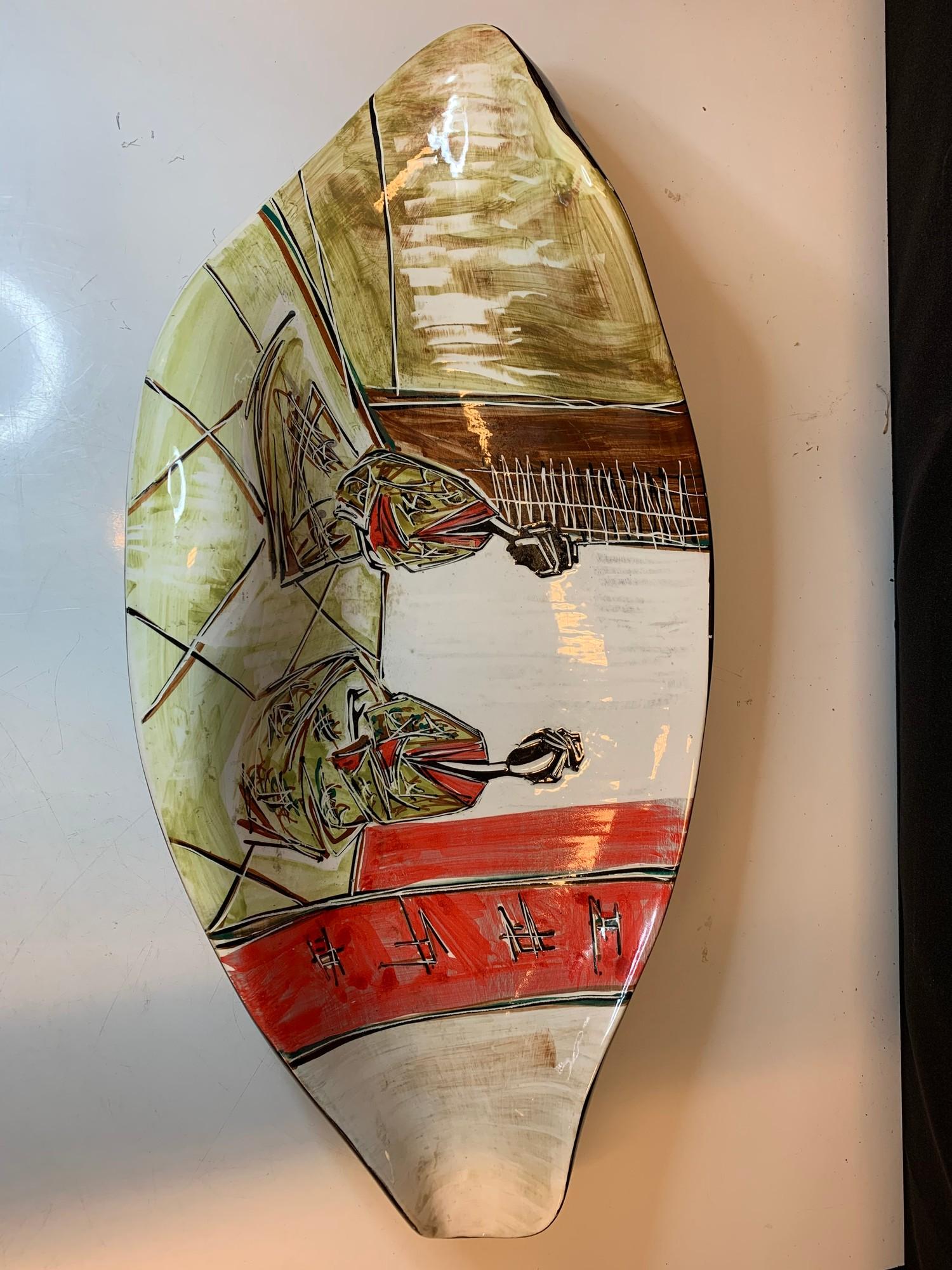 Italian ceramic 1950s style hand painted with the Japanese influence. Signed by Donatella - Image 3 of 7