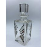 Art deco cut glass decanter with clear glass stopper, 22cm high