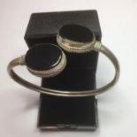 Vintage silver and black onyx bangle, stamped 925